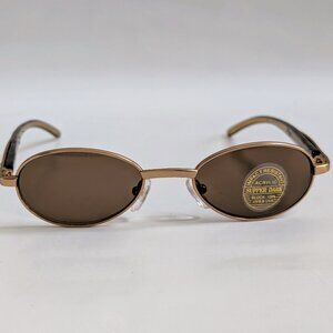 NWT Vintage 90's Small Oval Metal Combo Sport Sunglasses (S. Brown)